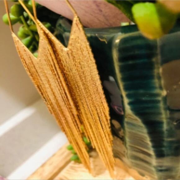 House of Harlow 1960 Gold Fringe chain waterfall‎ liquid gold Earrings 6 inches - Picture 5 of 6